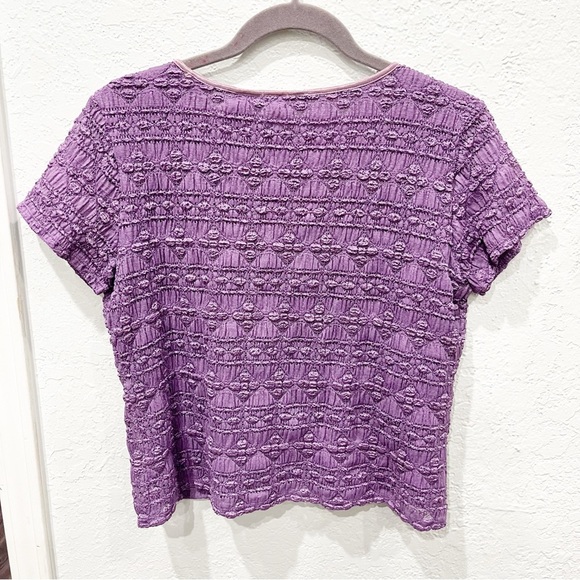 Y2K Babydoll Top Women's XL Petite XLP Purple Mesh Semi-Sheer Cropped 90s 00s - Picture 2 of 6